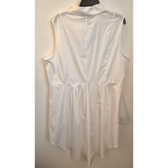 Lane Bryant White Cotton Button Front Tunic, Hidden Button, Size 20 NWT - Picture 3 of 6